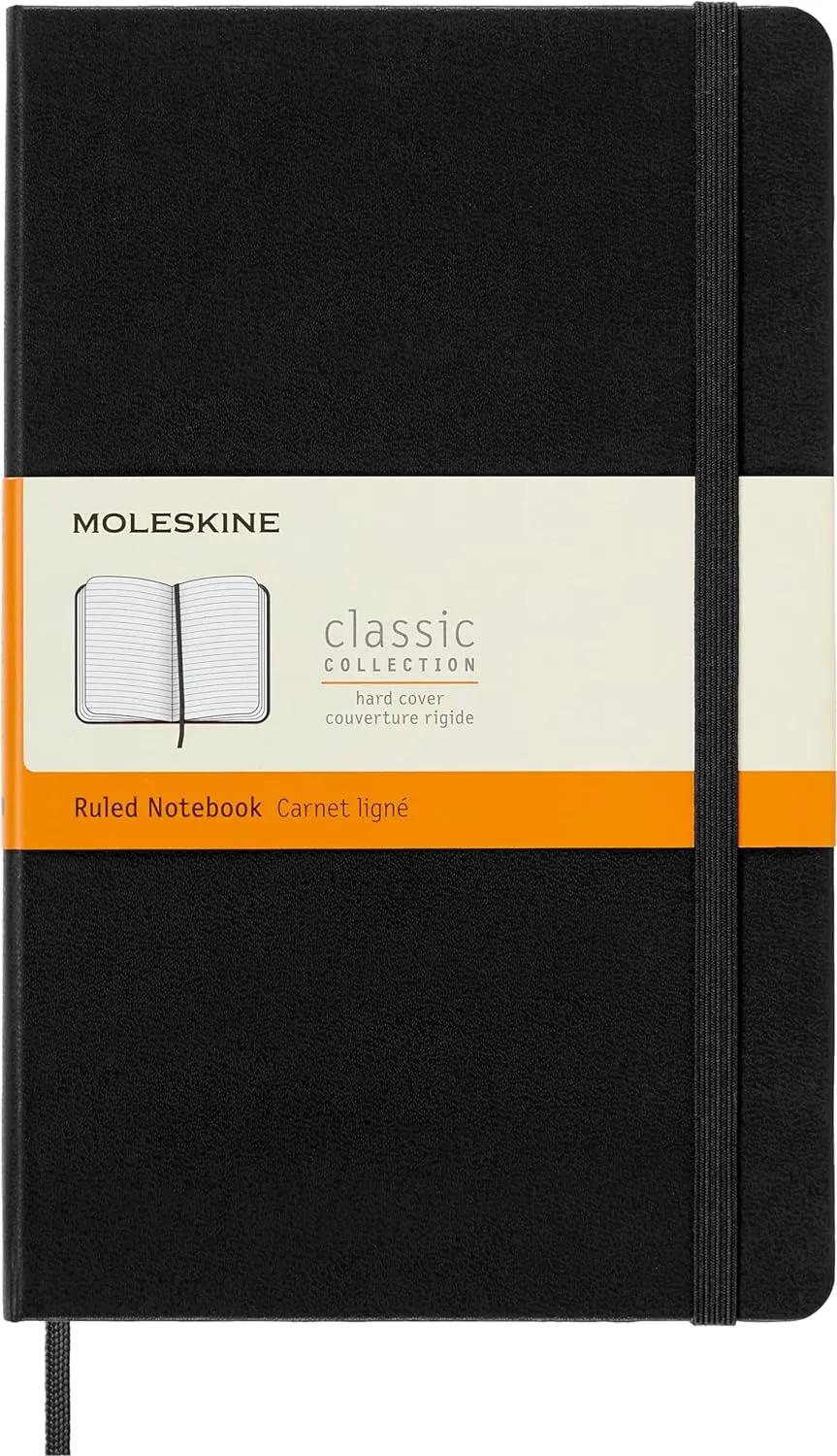 Moleskine Classic Notebook, Large, Ruled, Black, Hard Cover (5 x 8.25)