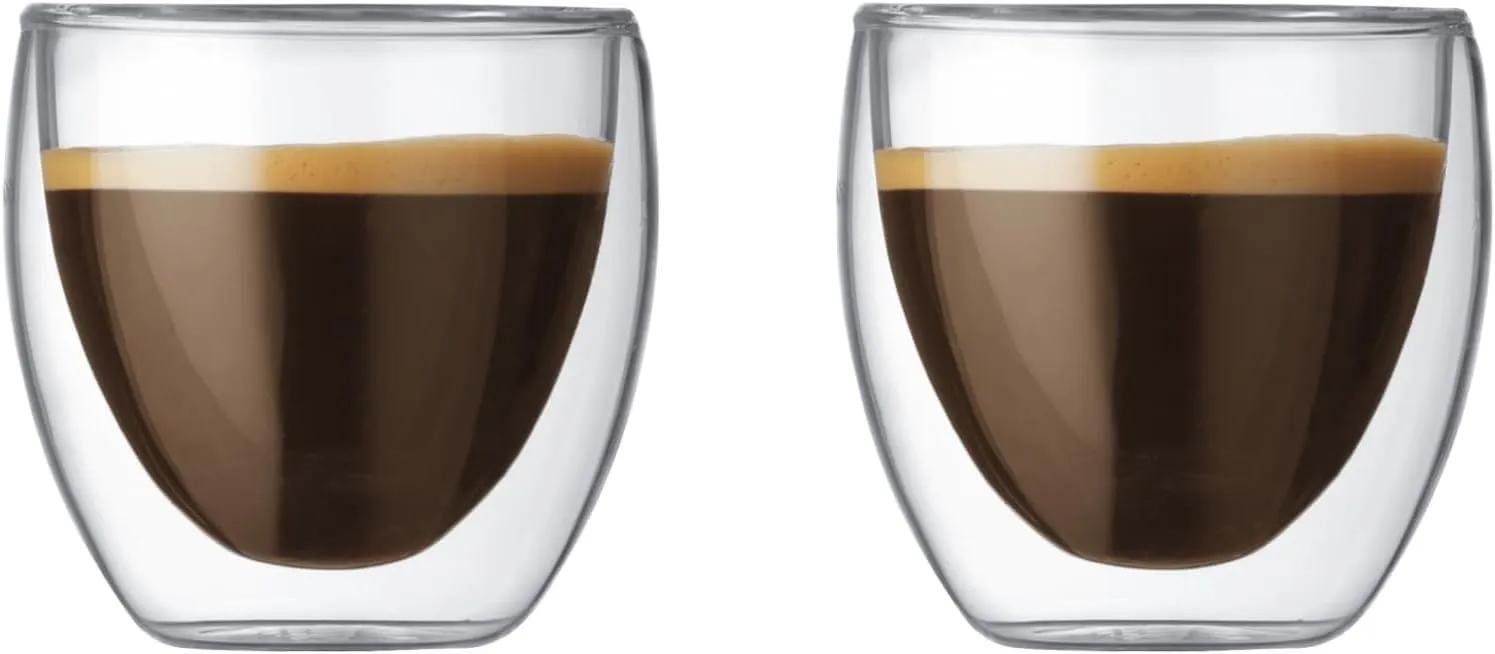 Bodum 2.5oz Pavina Double Wall High-Heat Borosilicate Glass, Set of 2, Clear