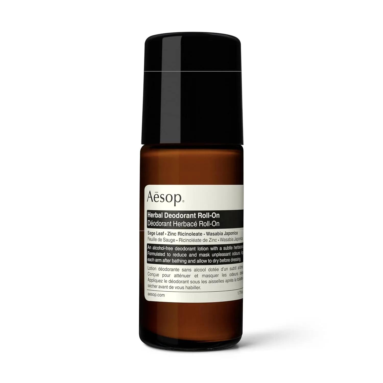 Aesop Herbal Deodorant Roll On | Alchol-Free, Vegan Friendly Odour Reducing Deodorant | Paraben-Free + Cruelty-Free | 1.69 oz