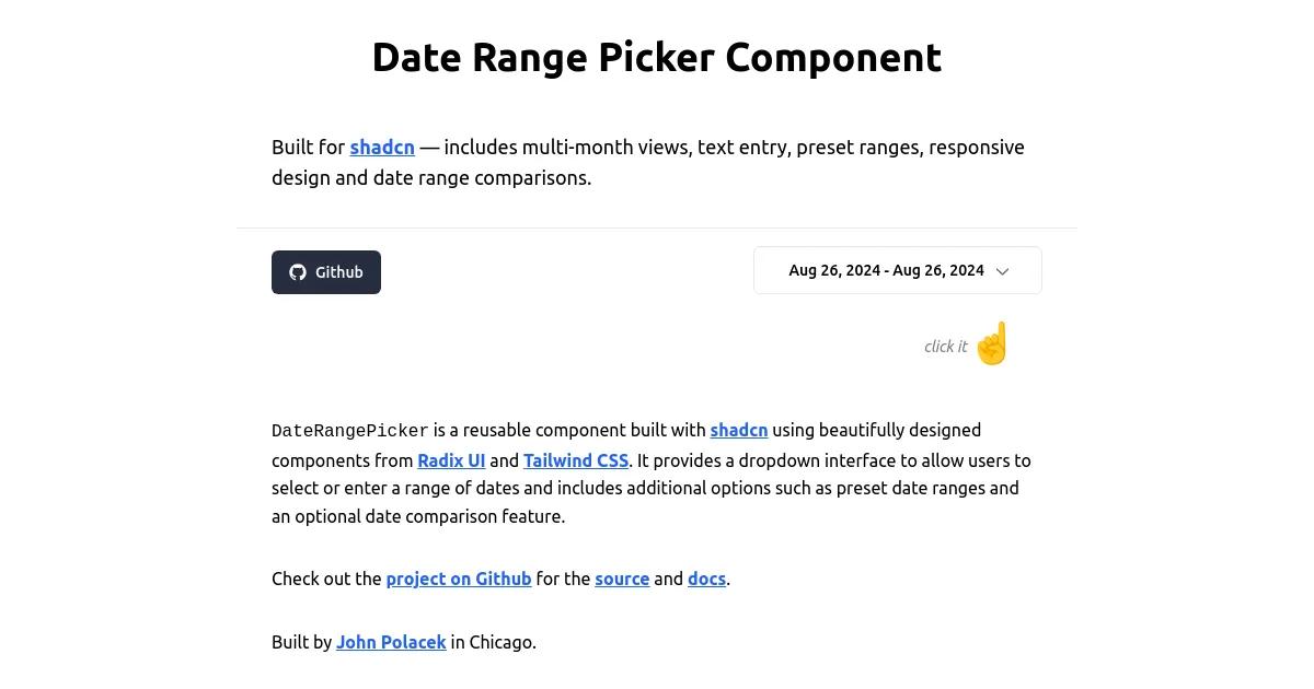 Date Range Picker for shadcn