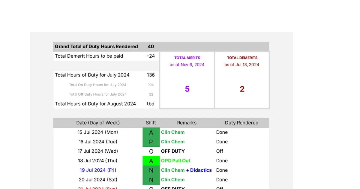 Internship Sched