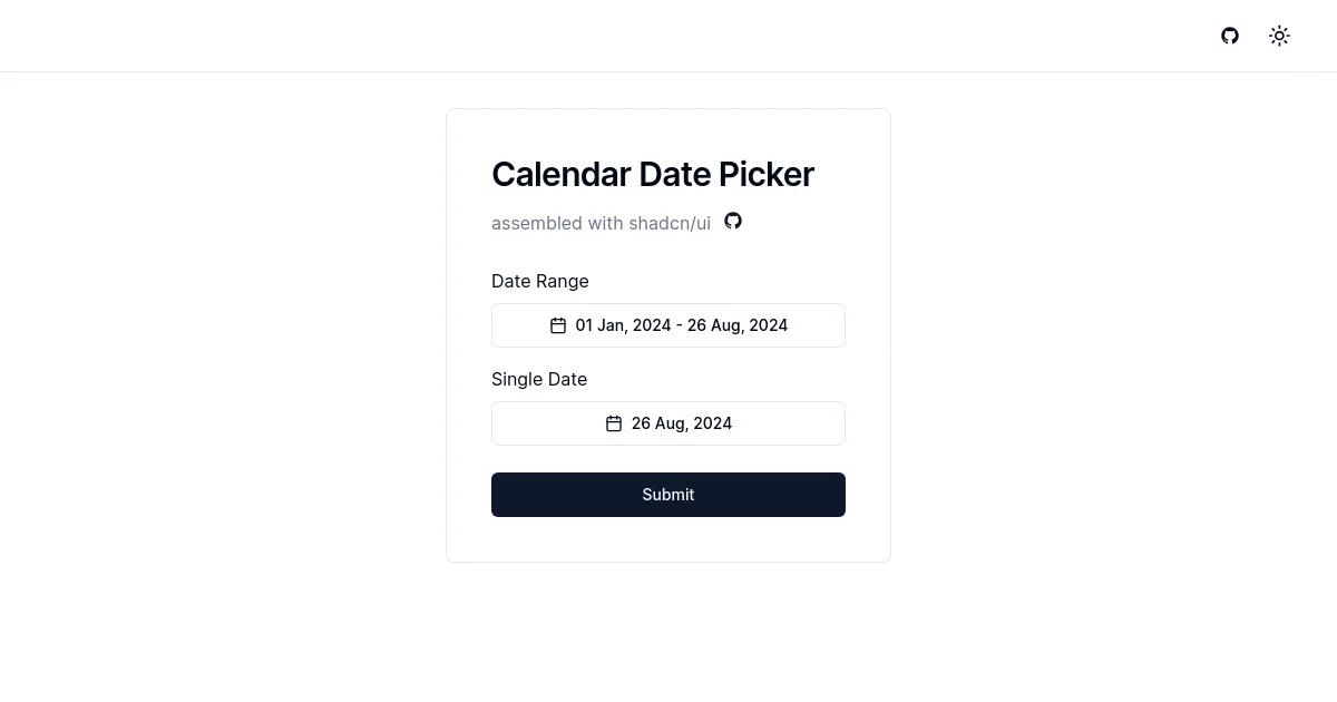 shadcn Calendar Picker Component