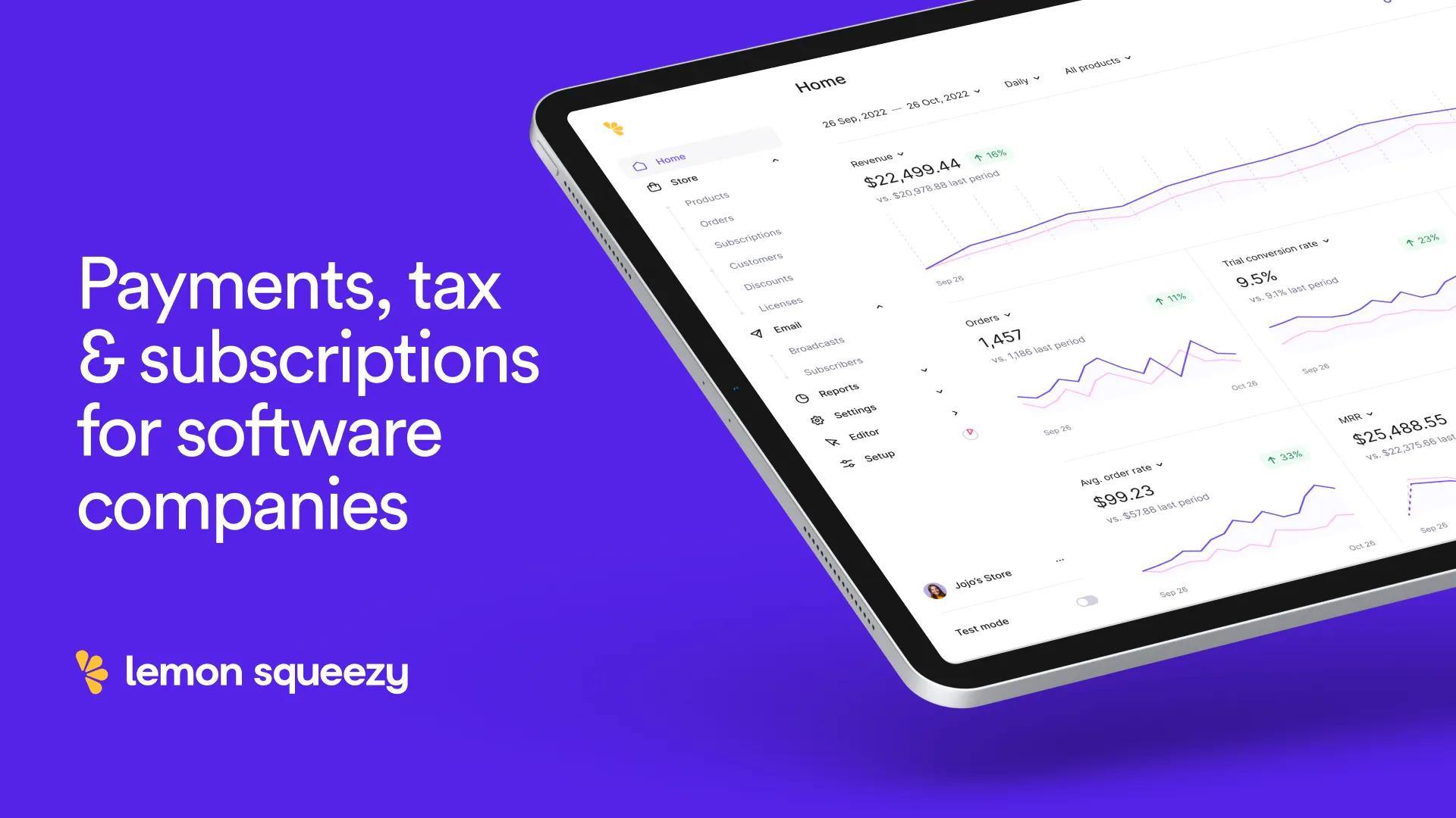 Payments, tax & subscriptions for software companies • Lemon Squeezy