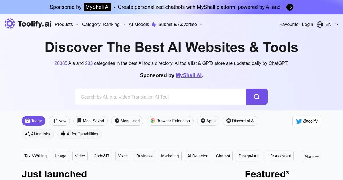 Best AI Tools Directory & AI Tools List - Toolify