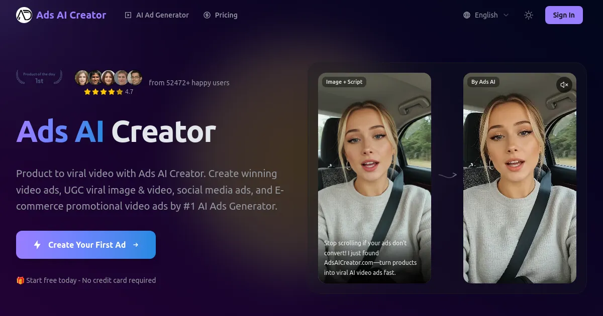 #1 Ads AI Creator Free Online