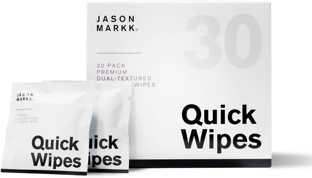 Jason Markk Quick Wipes, Shoe Cleaner, 30 Pack, Individually Packed, Sneaker Care, Ideal for Footwear, Safe for Leather, Suede, Nubuck, Cotton, Knits