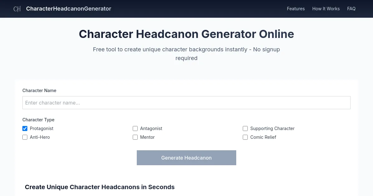 Character Headcanon Generator