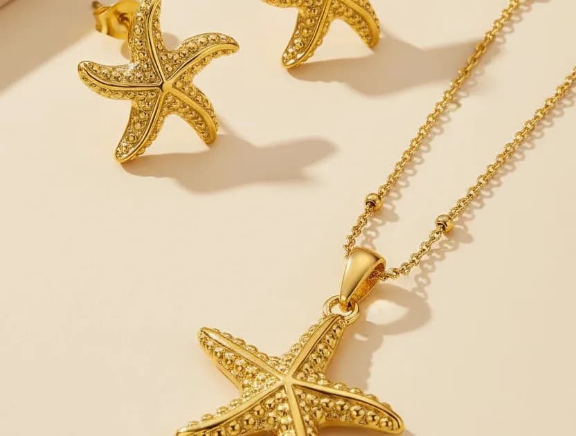 Starfish Necklace Earrings Set