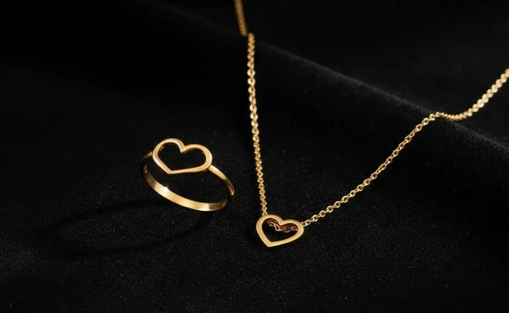 Heart Necklace Ring Combo