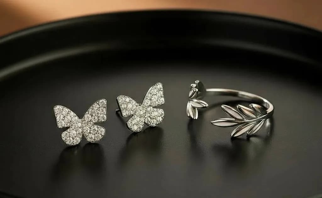Butterfly Earring & Leaf Ring