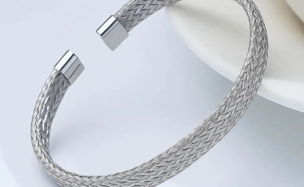 Woven Mesh Silver Cuff