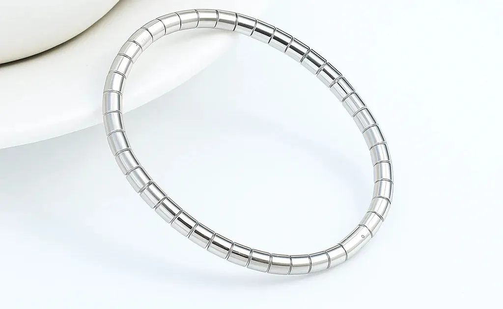 Silver Tube Bead Bracelet