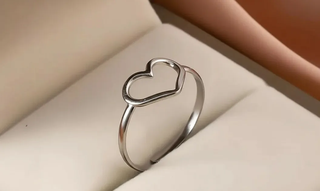 Open Heart Silver Ring