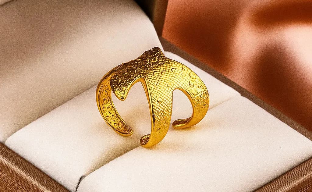 Textured Wave Cuff Ring