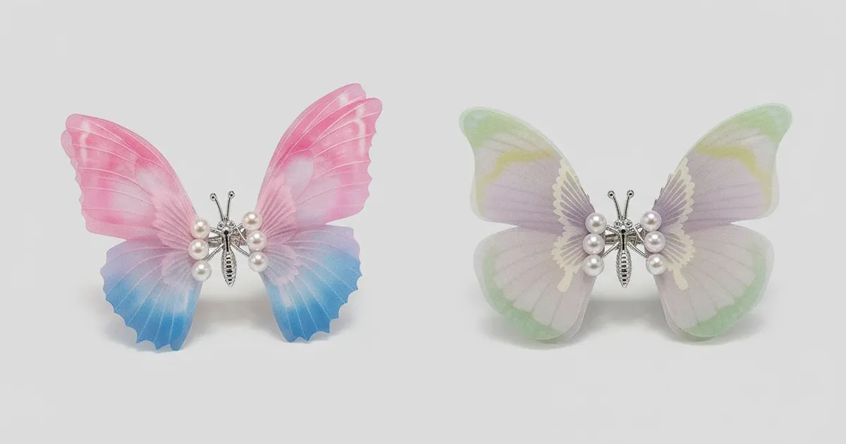 Gradient Butterfly Hair Clips Set