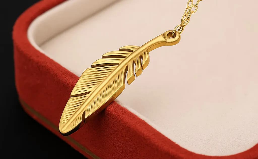Gold Feather Boho Necklace