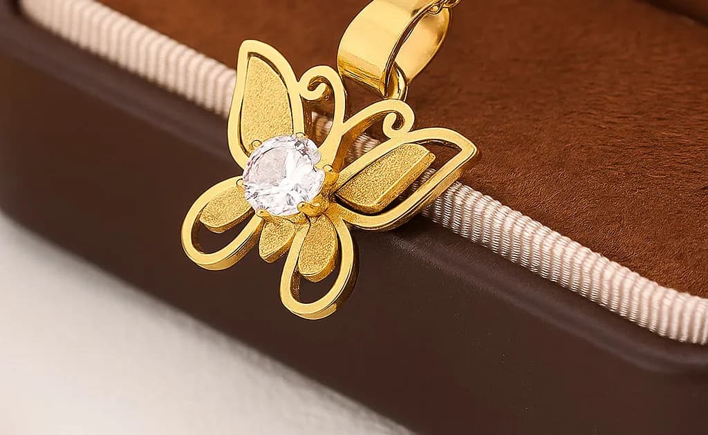 Crystal Center Butterfly Necklace