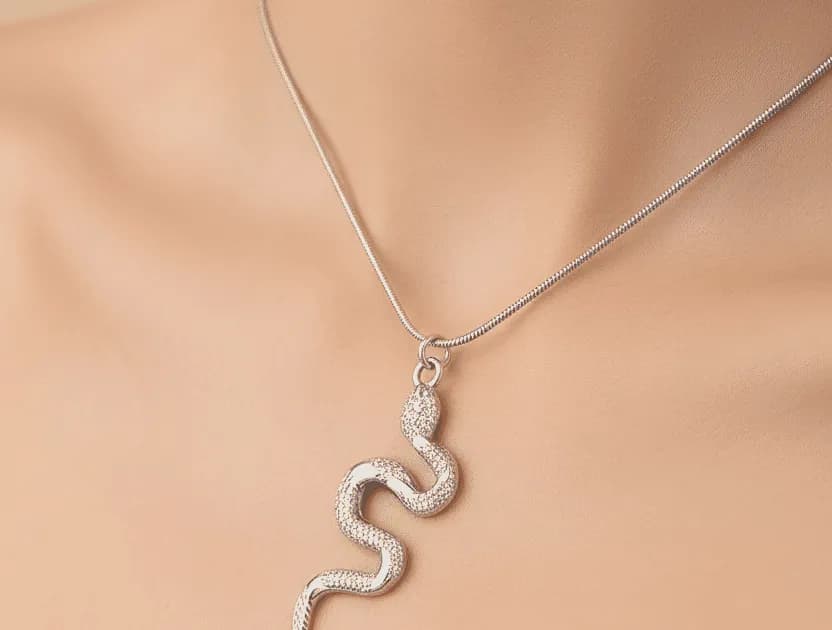 Silver Snake Pendant Necklace