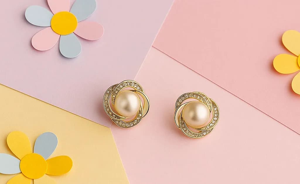 Diamond pearl white earring