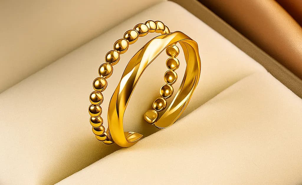 3-Piece Beaded Band Ring