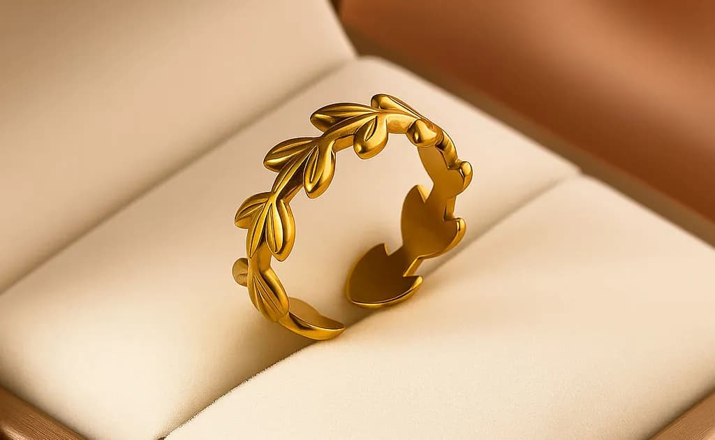 Gold Leaf Band Ring