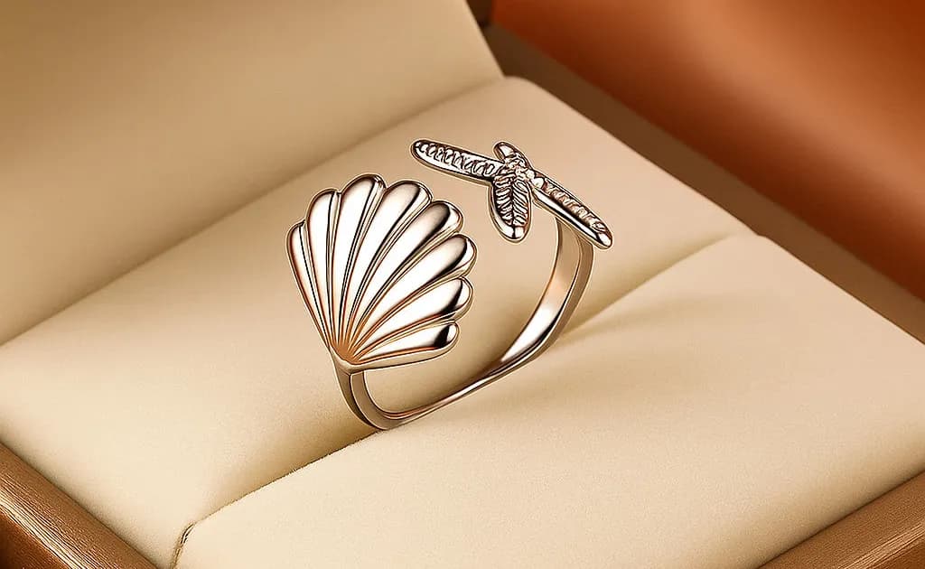Silver Shell Dragonfly Ring
