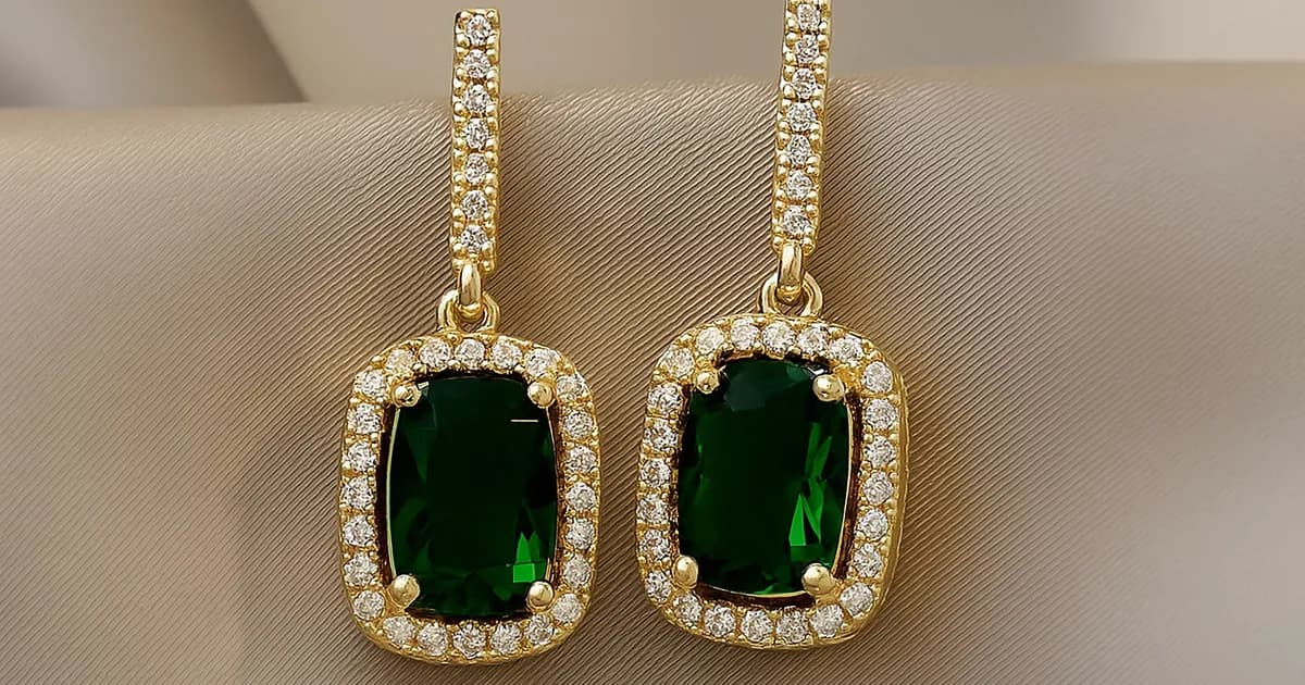 Emerald Halo Drop Earrings