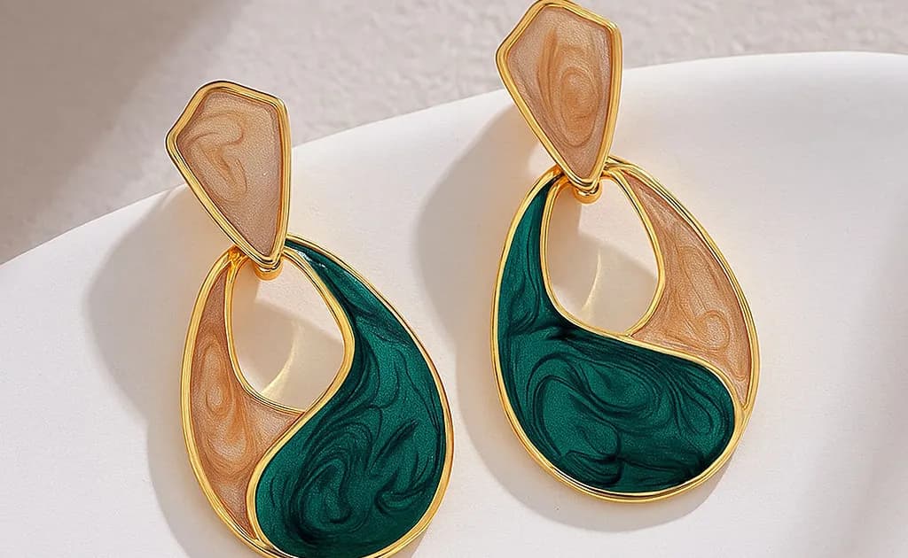 Abstract Enamel Earrings Set