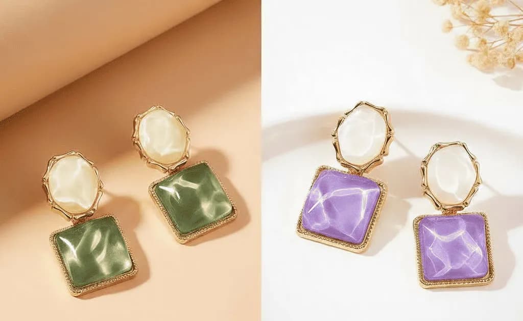 Resin Square Earrings Combo