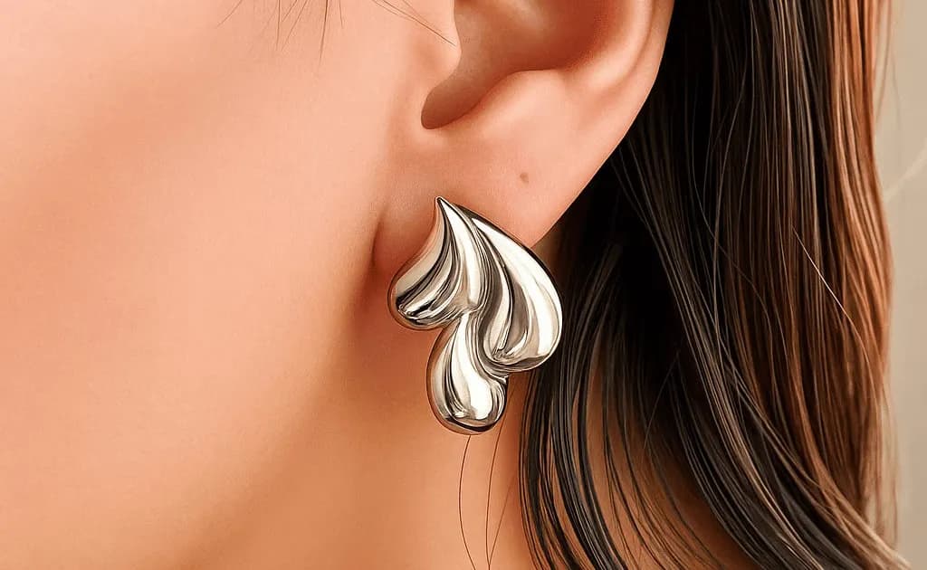 Silver Abstract Stud Earrings