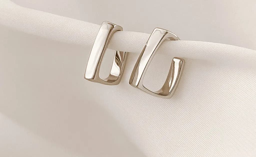 White Enamel Geometric Earring