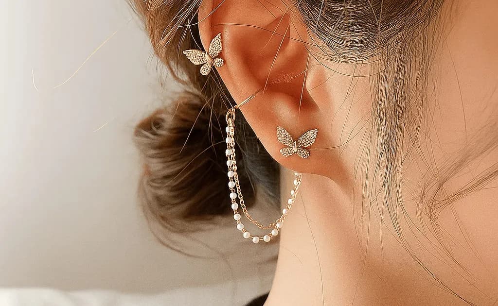 Crystal Chain Ear Cuff