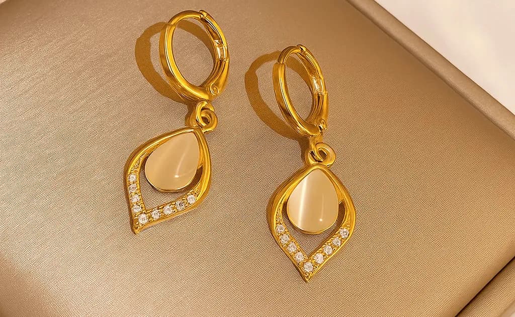 Gold Huggie Dangle Earrings