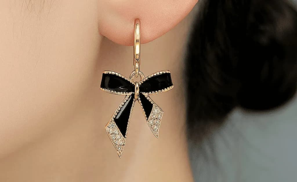 Black Enamel Earrings for Women