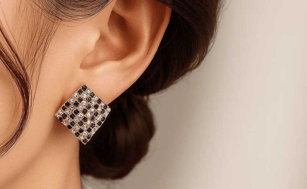 Pavé Square Stud Earrings