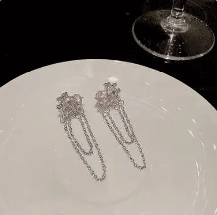 Pink Chain Dangle Earrings