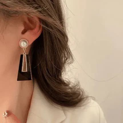 Geometric Pearl Drop Earrings