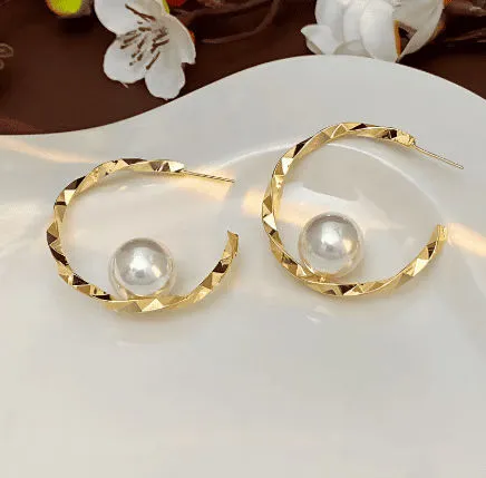 Gold Textured Hoop Earrings