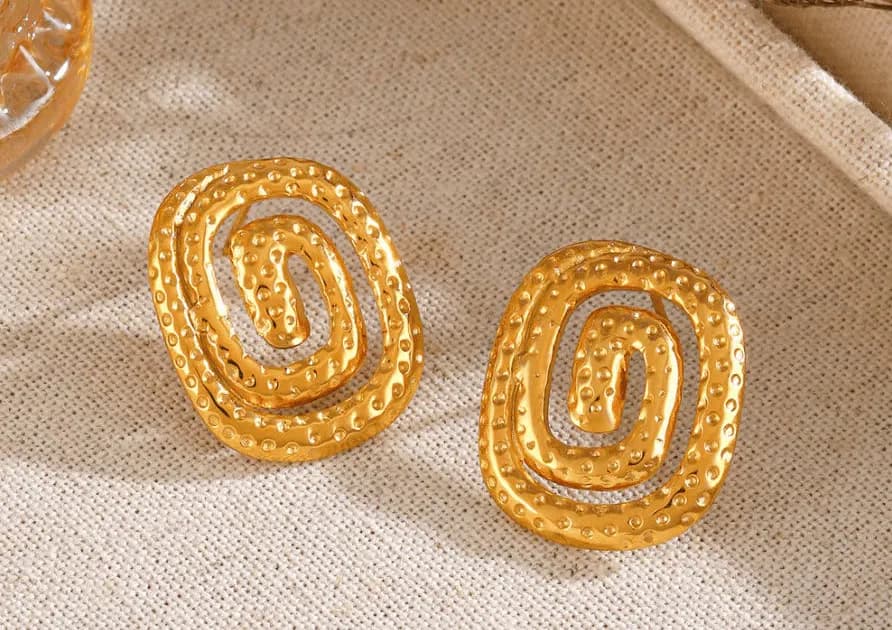 Gold Spiral Statement Stud