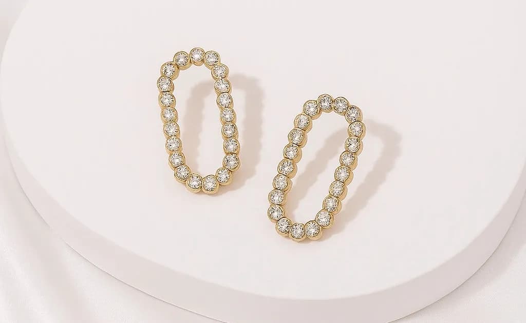 Gold Crystal Oval Hoop Earrings