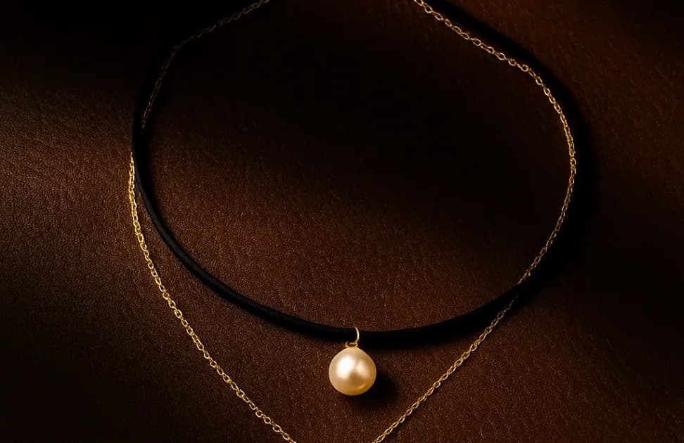 Sweet Pearl Black two layer necklace