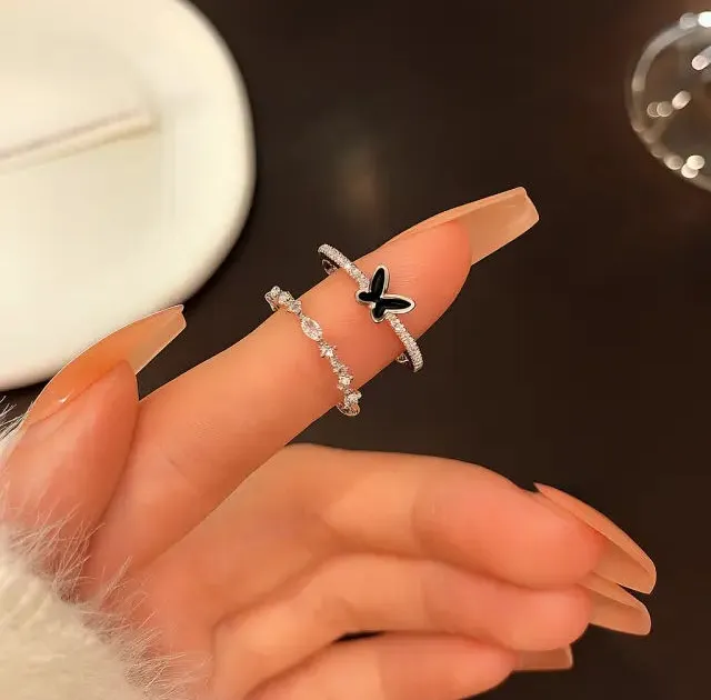 Korean Black Butterfly Ring