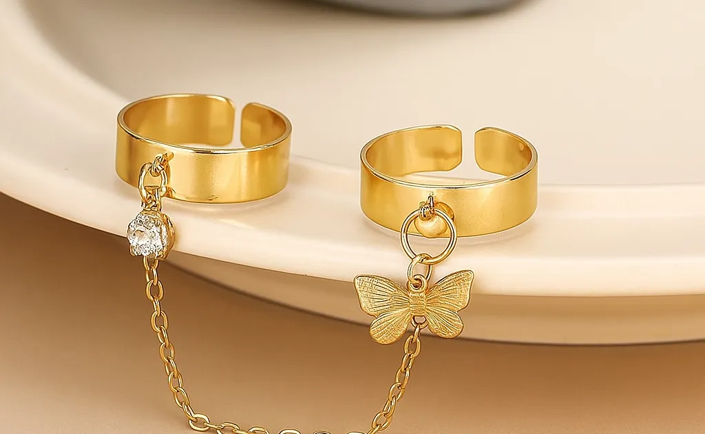 Golden Butterfly Double Chain Ring