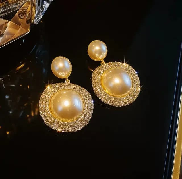 Pearl full diamond earrings