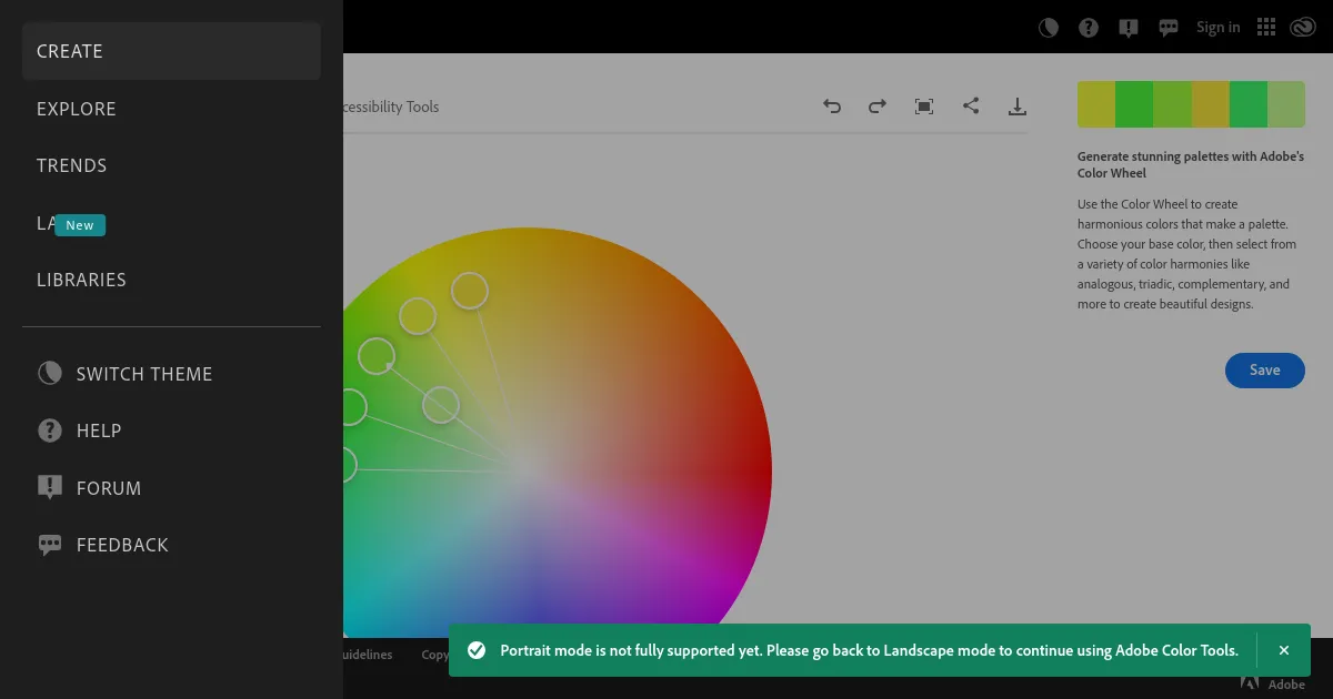 Color wheel, a color palette generator