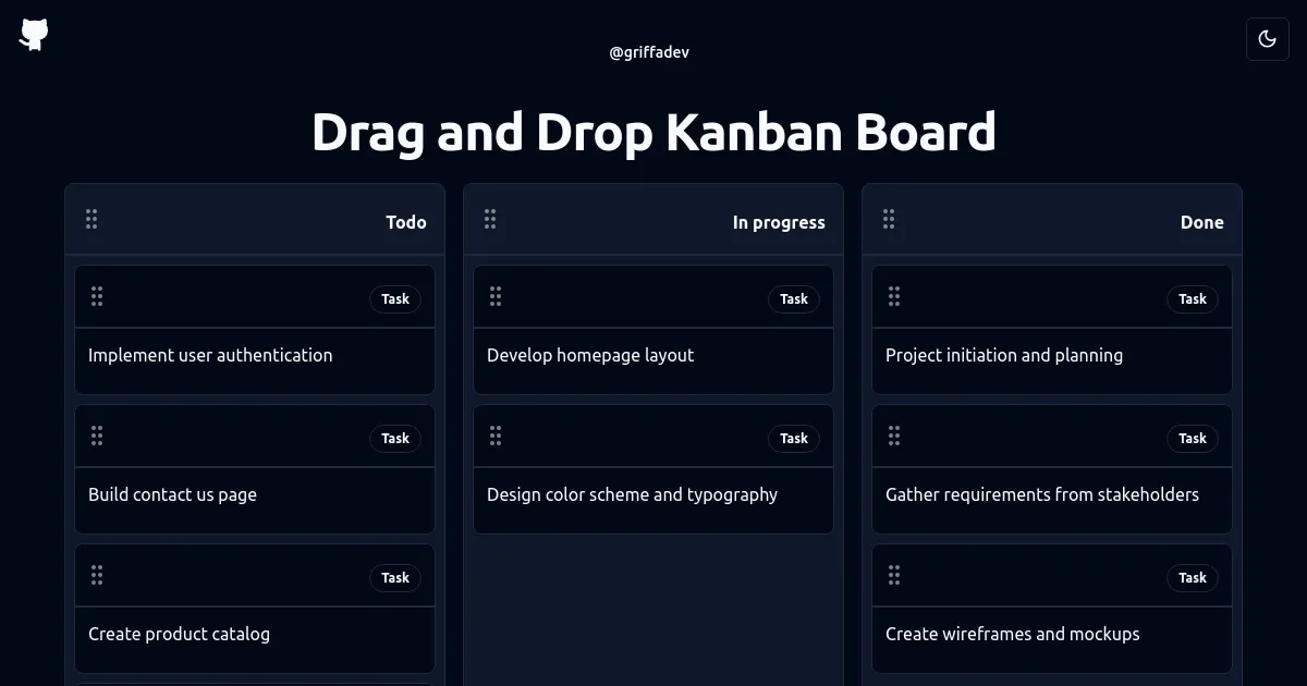 React + dnd-kit + tailwind + shadcn/ui