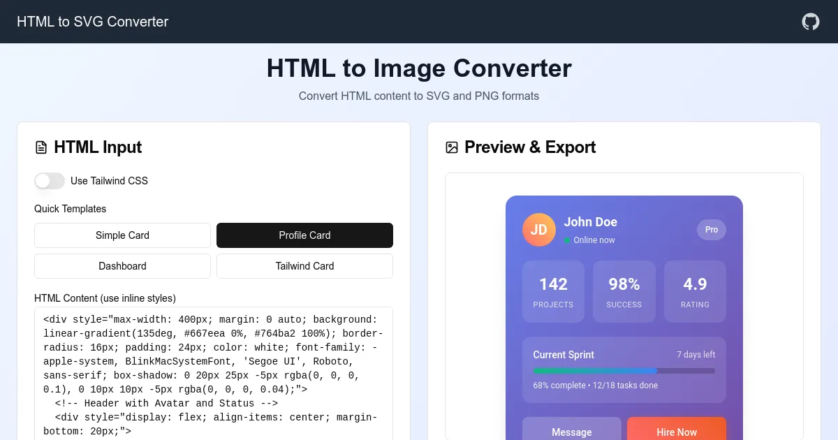 HTML to SVG Converter