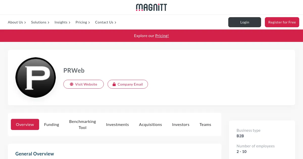 PRWeb Company and Investment Profile