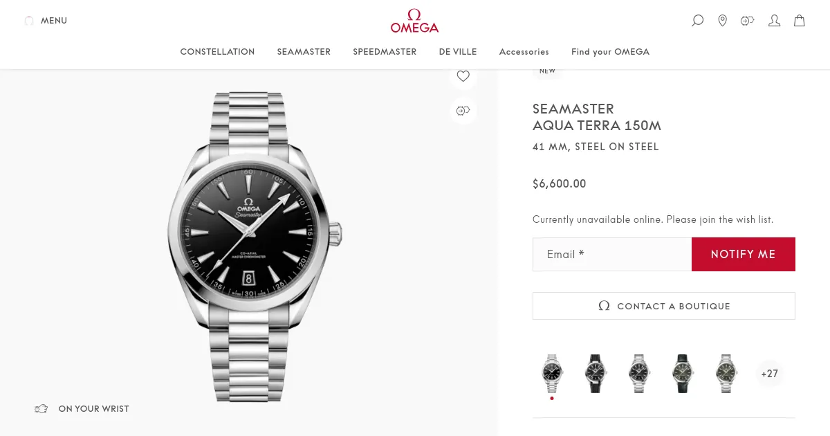 Aqua Terra 150M Seamaster Steel Chronometer Watch 220.10.41.21.01.002