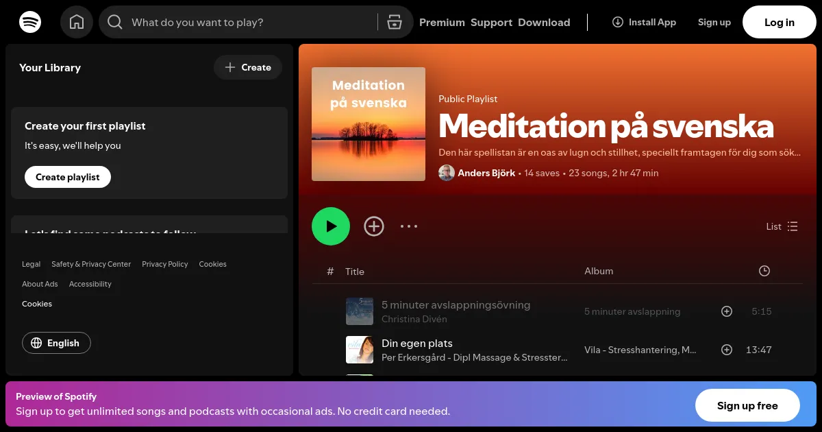 Meditation på svenska